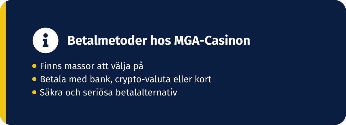 betalmetoder hos mga casinon