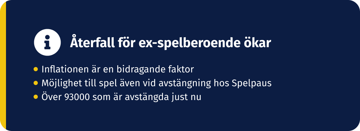 återfall bland spelberoende ökar